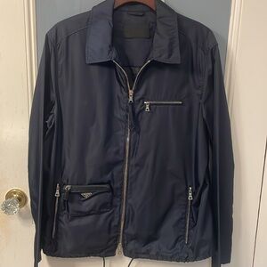 Vintage Prada Milano Navy Blue Nylon Rain Jacket Full Zip